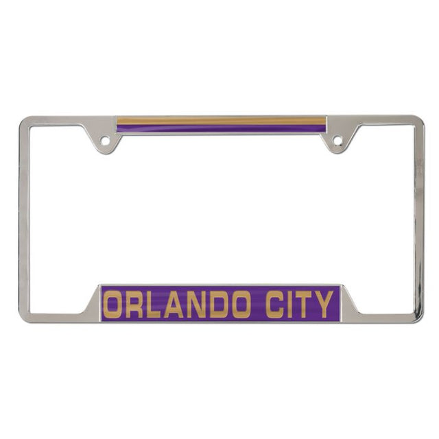 Marco de placa de licencia de metal con incrustaciones de Orlando City SC, 4 pestañas