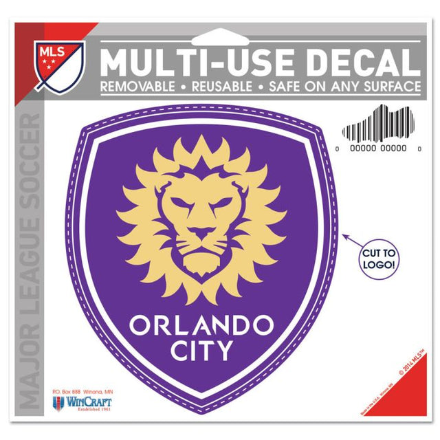 Calcomanía multiusos de Orlando City SC: cortada según el logotipo, 5" x 6"