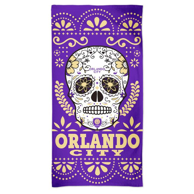 Toalla de playa Spectra de Orlando City SC SUGAR SKULL de 30" x 60"