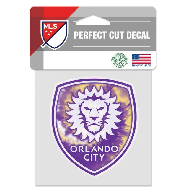 Calcomanía de color de corte perfecto con teñido anudado de Orlando City SC de 4" x 4"