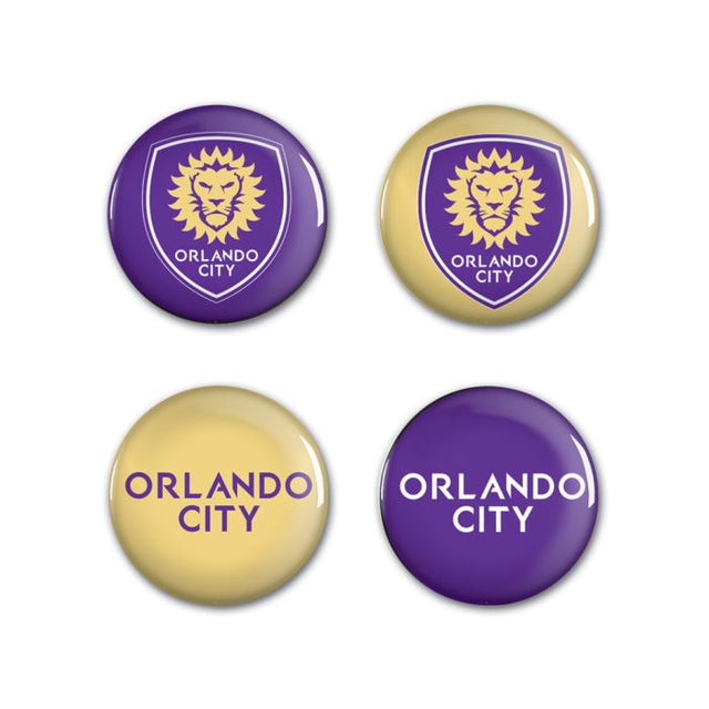 Paquete de 4 botones con el logotipo de Orlando City SC, 1 1/4" de diámetro