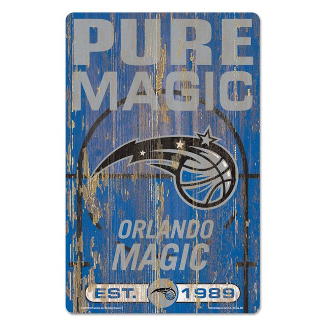 Letrero de madera con el lema de Orlando Magic, 11" x 17", 1/4" de grosor