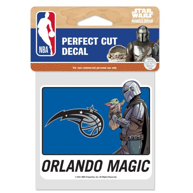 Calcomanía de color de corte perfecto de Orlando Magic / Star Wars Mandalorian de 4" x 4"