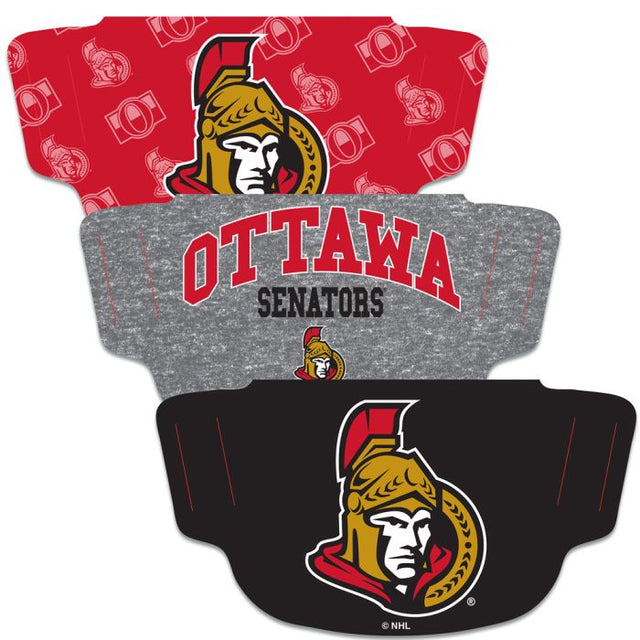 Paquete de 3 mascarillas para fanáticos de los Ottawa Senators