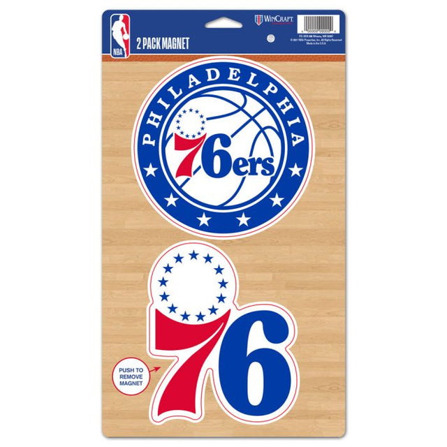 Paquete de 2 imanes de los Philadelphia 76ers de 5" x 9"