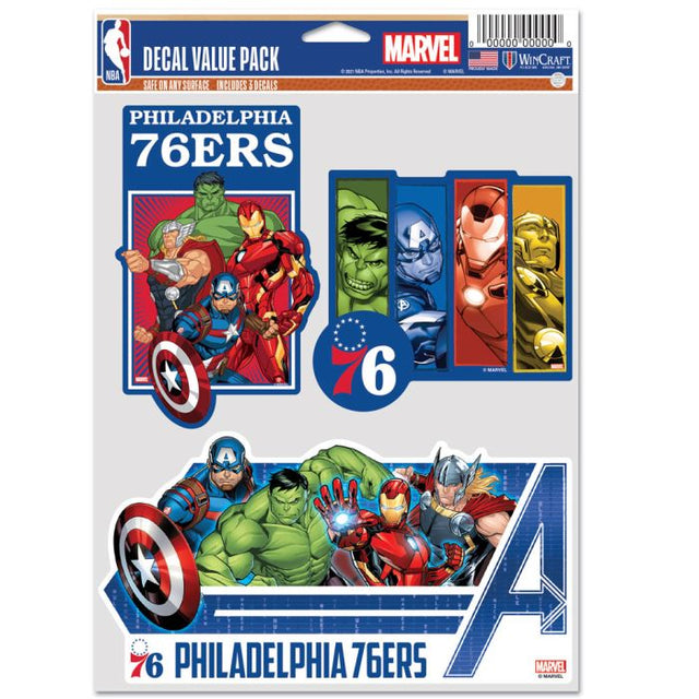 Paquete multiusos para 3 fanáticos de MARVEL 2021 de los Philadelphia 76ers/Marvel (c)