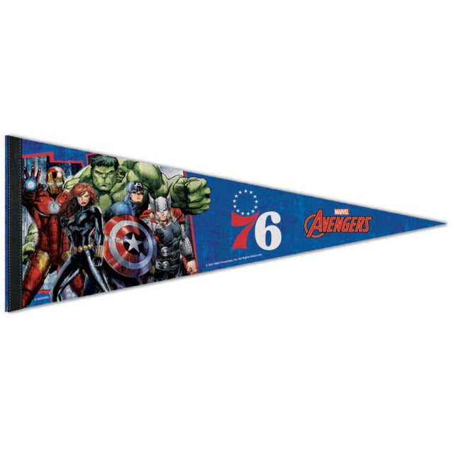 Banderín premium de 12" x 30" de los Philadelphia 76ers/Marvel (c) 2021