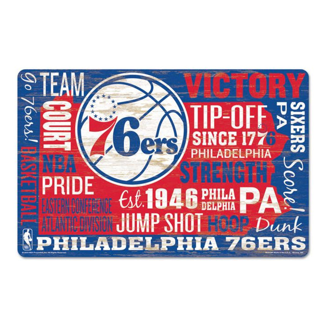 Philadelphia 76ers Wood Sign 11" x 17" 1/4" thick