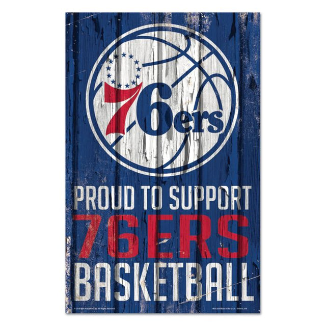 Philadelphia 76ers Wood Sign 11" x 17" 1/4" thick