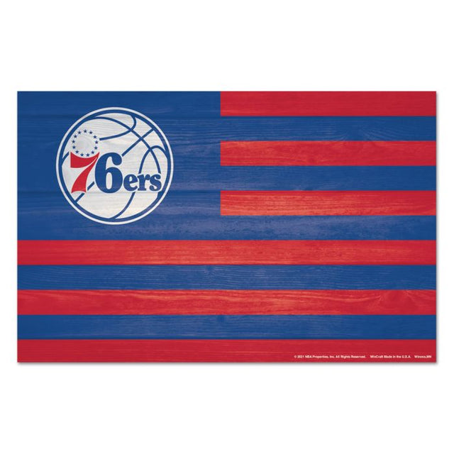 Letrero de madera de los Philadelphia 76ers de 11" x 17" y 1/4" de grosor