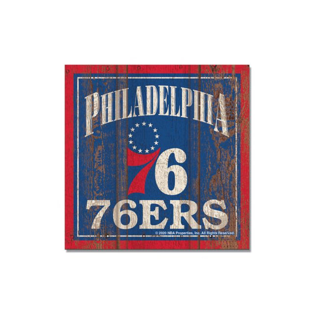 Imán de madera de los Philadelphia 76ers de 3" x 3"