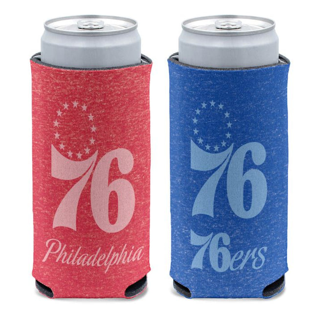 Enfriador de latas delgado de 12 oz con estampado de los Philadelphia 76ers en color jaspeado