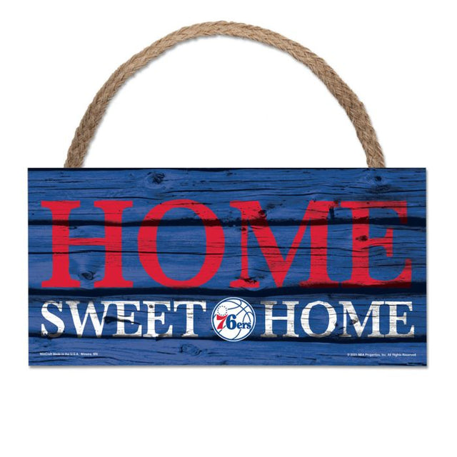 Philadelphia 76ers home sweet home Wood Sign w/Rope 5" x 10"