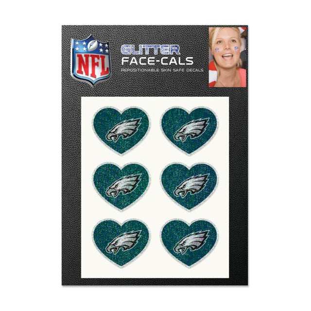 Philadelphia Eagles Heart Glitter Tattoo 6 Pack