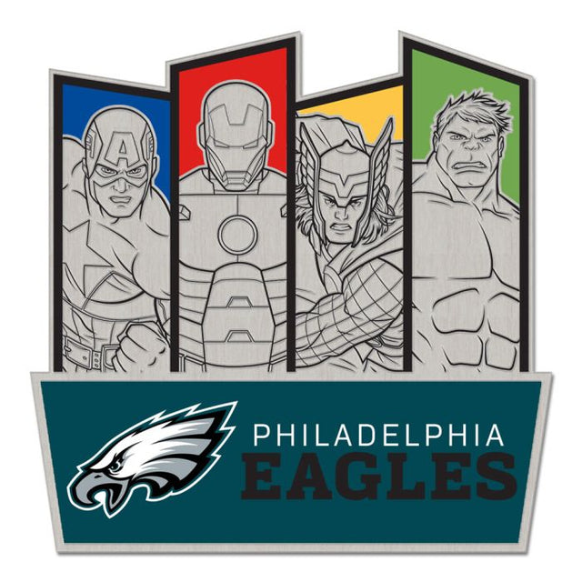 Tarjeta de joyería con pin de colección de Marvel de los Philadelphia Eagles/Marvel (C) 2021