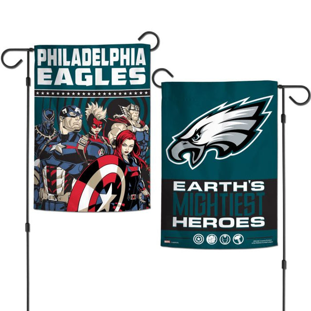 Banderas de jardín de Marvel de los Philadelphia Eagles/Marvel (C) 2021, de 2 lados, 12,5" x 18"