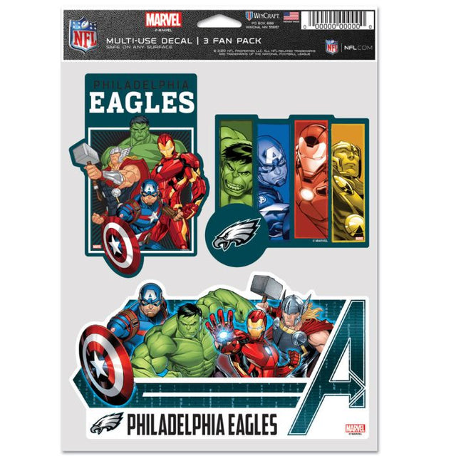 Paquete multiusos para 3 fanáticos de los Philadelphia Eagles/Marvel (C) 2021 de Marvel