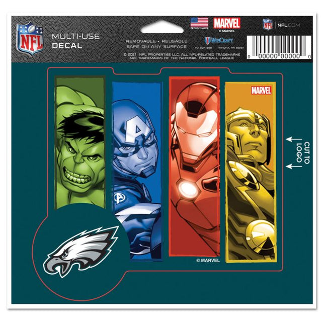 Calcomanía multiusos de Marvel de los Philadelphia Eagles/Marvel (C) 2021: corte con el logotipo de 5" x 6"