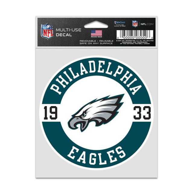 Calcomanías para fanáticos con el parche de los Philadelphia Eagles de 3,75" x 5"