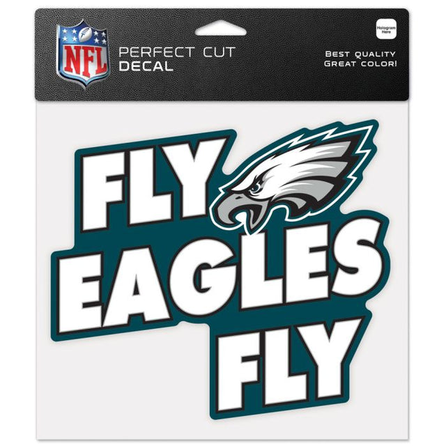 Calcomanía de color de corte perfecto con el eslogan de los Philadelphia Eagles de 8" x 8"