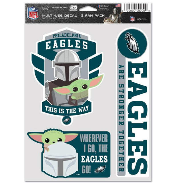 Paquete multiusos para 3 fanáticos de los Philadelphia Eagles/Star Wars Mandalorian