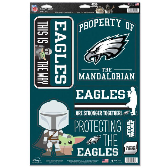 Calcomanía multiusos de los Philadelphia Eagles y Star Wars Mandalorian de 11" x 17"