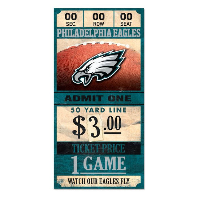 Philadelphia Eagles Ticket Wood Sign 6x12 3/8" thick