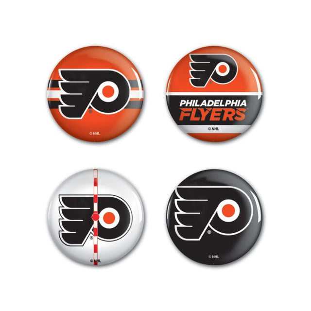 Paquete de 4 botones de los Philadelphia Flyers de 1 1/4" de diámetro