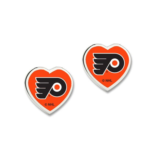 Pendientes de los Philadelphia Flyers con corazón en 3D