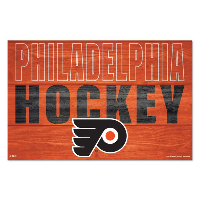 Letrero de madera con la ubicación de los Philadelphia Flyers, 11" x 17", 1/4" de grosor