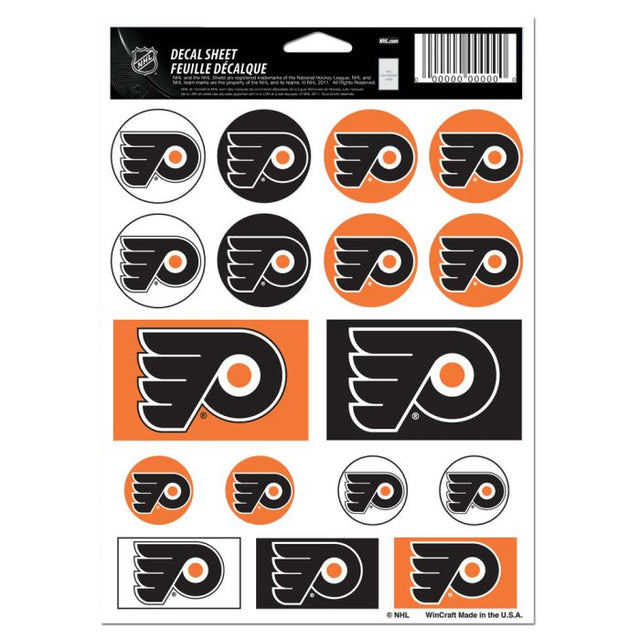 Lámina de calcomanías de vinilo de los Philadelphia Flyers de 5" x 7"