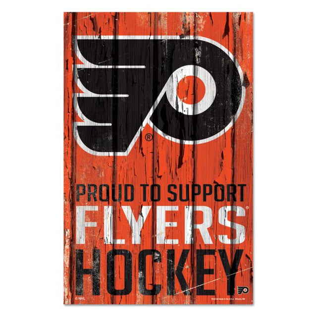 Letrero de madera de los Philadelphia Flyers, 11" x 17", 1/4" de grosor