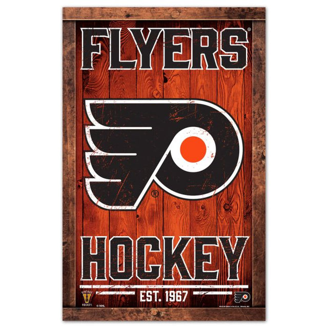 Letrero de madera de los Philadelphia Flyers, 11" x 17", 1/4" de grosor