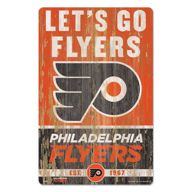 Letrero de madera con el lema de los Philadelphia Flyers, 11" x 17", 1/4" de grosor