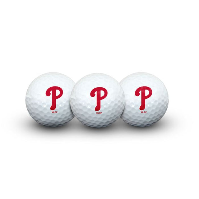 3 pelotas de golf de los Philadelphia Phillies en estuche tipo concha