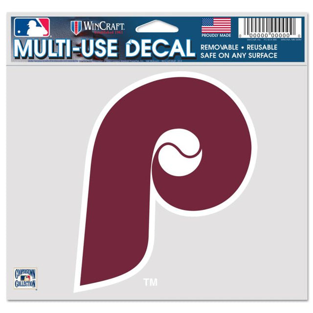 Philadelphia Phillies / Cooperstown Multi-Use Decal -Clear Bckrgd 5" x 6"