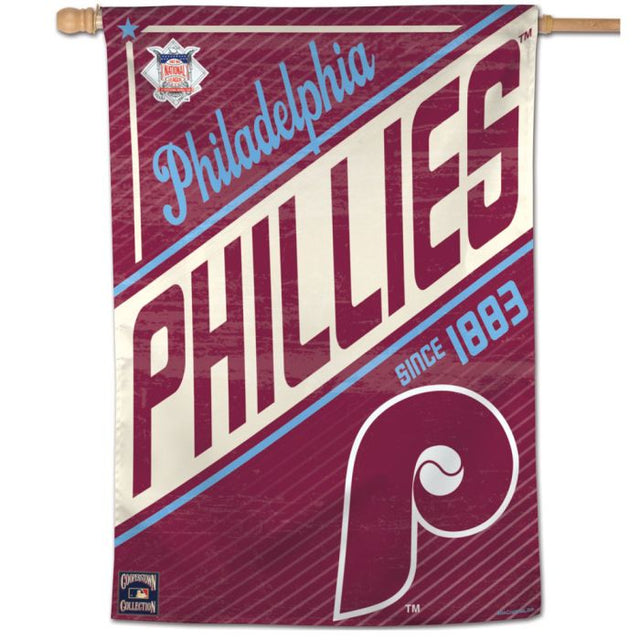 Bandera vertical de los Philadelphia Phillies/Cooperstown de 28" x 40"