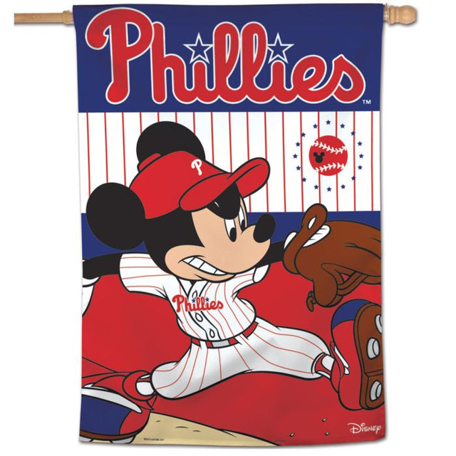 Bandera vertical de los Philadelphia Phillies/Disney de 28" x 40"