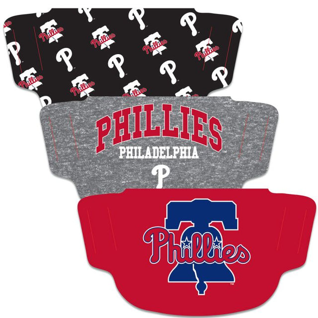 Paquete de 3 mascarillas para fanáticos de los Philadelphia Phillies