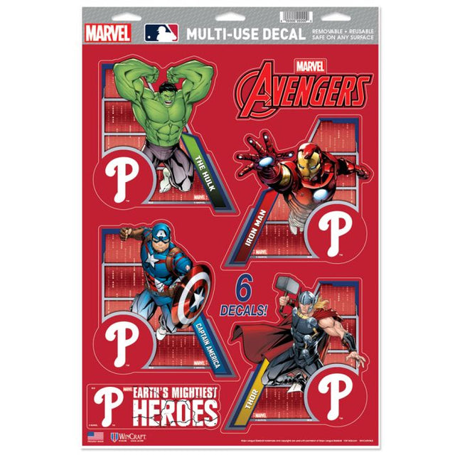 Calcomanía multiusos de los Philadelphia Phillies/Marvel (c) 2021 de MARVEL, 11" x 17"