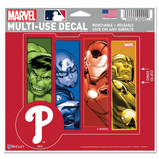 Calcomanía multiusos de los Philadelphia Phillies/Marvel (c) 2021 MARVEL: corte con el logotipo de 5" x 6"