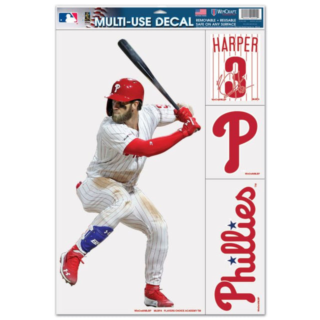 Calcomanía multiusos de los Philadelphia Phillies, 11" x 17", de Bryce Harper