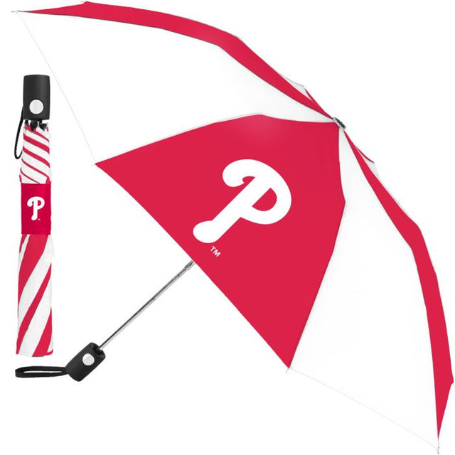 Paraguas plegable automático con el logotipo de la P de los Philadelphia Phillies