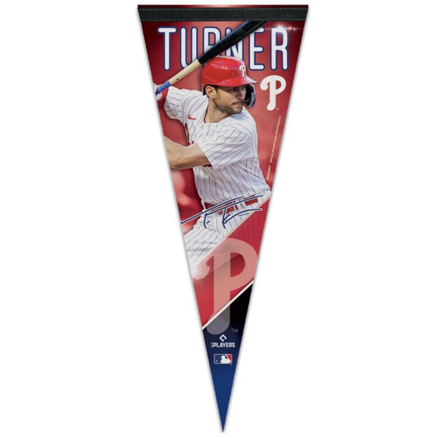 Banderín premium de los Philadelphia Phillies de 12" x 30" de Trea Turner