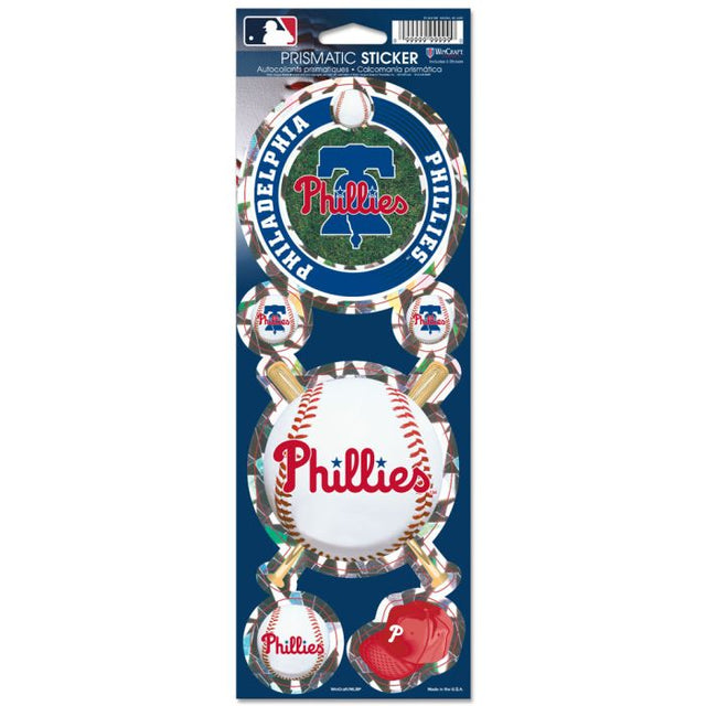 Calcomanía prismática de los Philadelphia Phillies de 4" x 11"