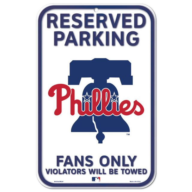 Letrero de plástico de estacionamiento reservado de los Philadelphia Phillies de 11" x 17"