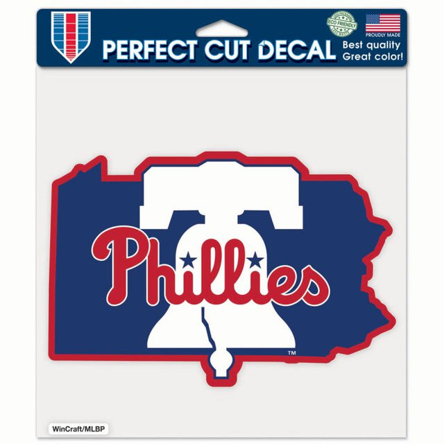 Calcomanía de color de corte perfecto de los Philadelphia Phillies STATE de 8" x 8"