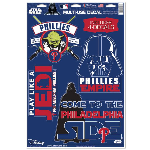 Philadelphia Phillies / Star Wars Darth Vader &amp; Yoda Multi-Use Decal 11" x 17"