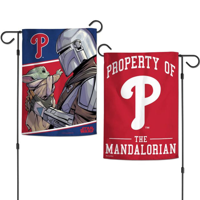 Banderas de jardín de los Philadelphia Phillies y Star Wars Mandalorian de 2 lados, 12,5" x 18"