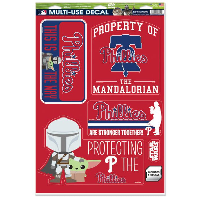 Calcomanía multiusos de los Philadelphia Phillies y Star Wars Mandalorian de 11" x 17"